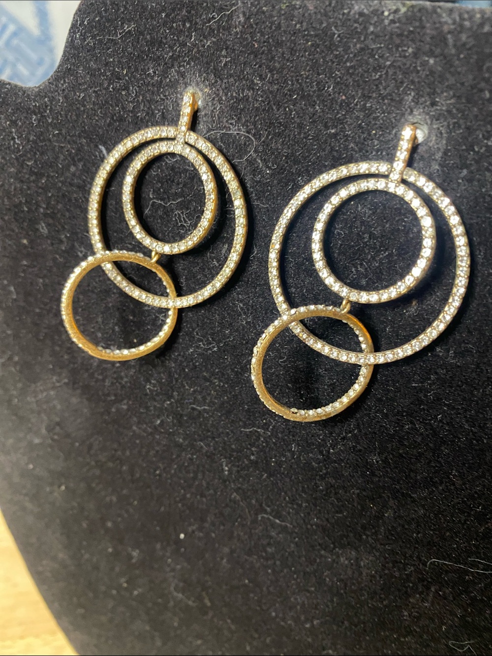 J. Crew Gold Pavé Linked Circle Drop Earrings